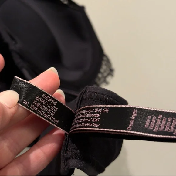 Victoria's Secret Dream Angels Black Lace Collar Demi Bra  Womens Size 36 C - Picture 8 of 12